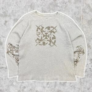 Y2K Ironcross Extreme Zone Graphic Waffle Knit Thermal Long Sleeve Shirt